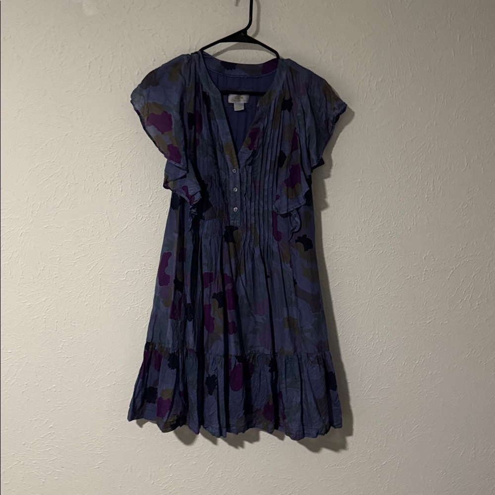 Maeve Giulietta Mini Dress Indigo Button-Up Blouse Size Small